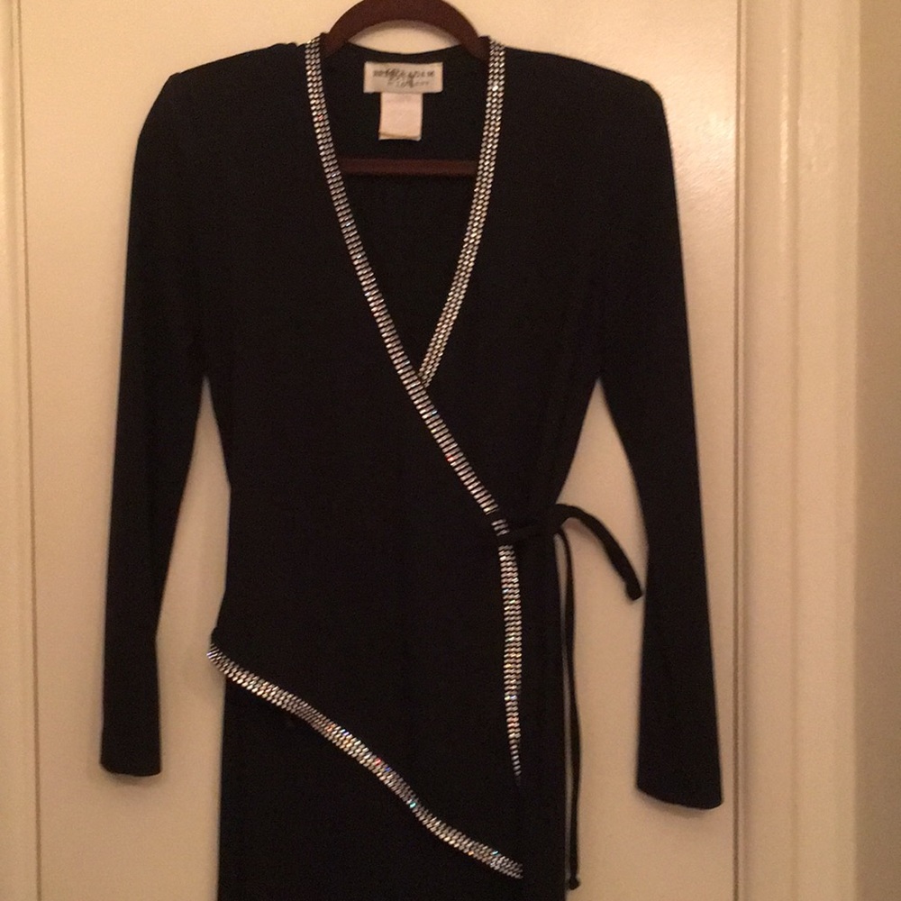 Formal classic black dress with rhinestone Prom